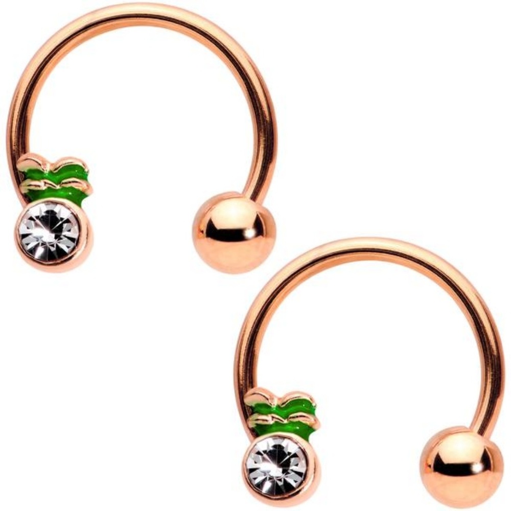 🍍 14 Guage Pineapple Nipple Ring Set